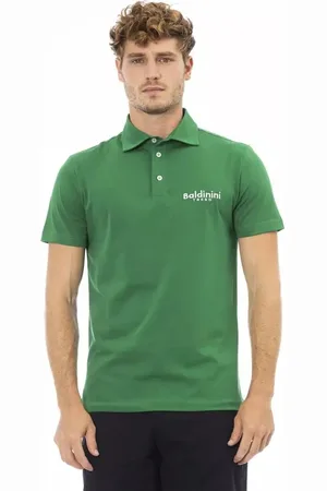 BALDININI Top, Herre, Grøn, M, Bomuld, Grøn Broderet Polo til Mænd