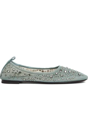 Tory Burch Sko, Dame, Blå, 38 1/2 EU, Blå Rhinestone Ballerina Mesh Sko