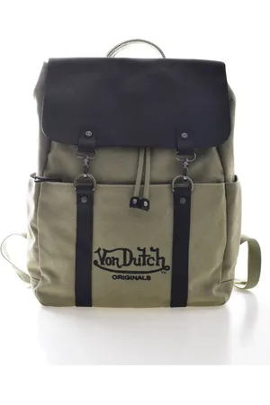 Von Dutch Taske, Herre, Grøn, ONE SIZE, Læder, Grøn Canvas og Læder Rygsæk