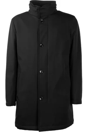 Made in italia Frakke, Herre, Sort, S, Uld, Elegant uldfrakke med stormbeskyttelse