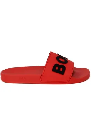 HUGO BOSS Sko, Herre, Rød, 40 EU, Rød Polyethylen Sandaler Forår/Sommer Kollektion