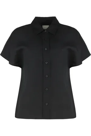 Calvin Klein Bluser & Skjorter, Dame, Sort, M, Broderet kortærmet skjorte