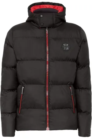 Philipp Plein Jakke, Herre, Sort, 2XL, Uld, Iconic Hætte Puffer Jakke