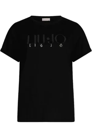 Liu Jo Top, Dame, Sort, M, Bomuld, Broderet Logo Bomuld T-shirt