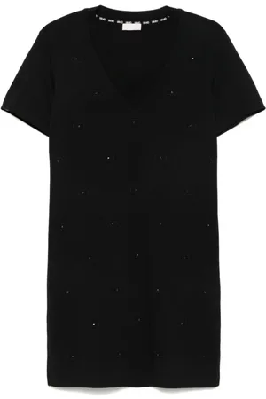 Liu Jo Top, Dame, Sort, S, Sort V-hals Rhinestone T-shirt