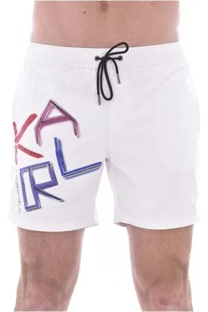 Karl Lagerfeld Badetøj, Herre, Hvid, S, Polyester, Hvide Badeshorts med Logo Print