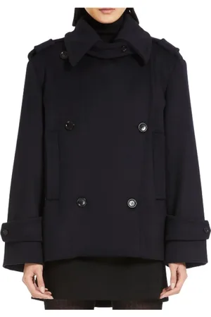 Max Mara Frakke, Dame, Blå, XS, Uld, Marineblå Oversized Trench Coat
