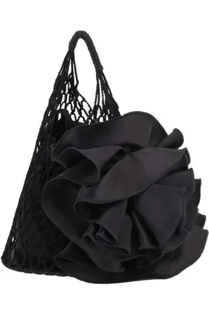 MAGDA BUTRYM Taske, Dame, Sort, ONE SIZE, Mesh Bucket Håndtaske med Silkeblomst