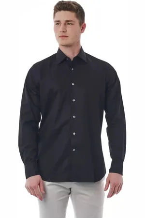 BAGUTTA Skjorte, Herre, Sort, XS, Bomuld, Elegant italiensk sort bomuldsskjorte