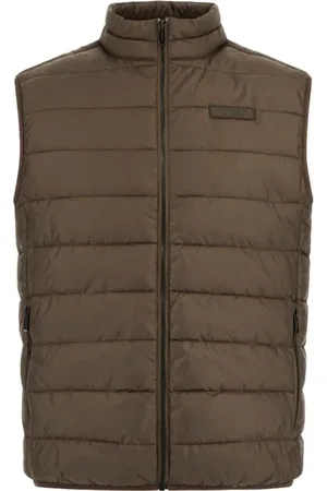 Guess Jakke, Herre, Brun, L, Polyester, Ærmeløs Logo Puffer Vest