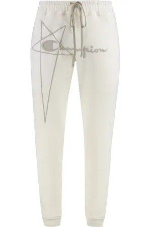Rick Owens Bukser, Herre, Hvid, L, Bomuld, Champion Bomuldssweatpants med Logo