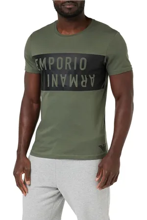 Emporio Armani Top, Herre, Grøn, XL, Bomuld, Grøn Logo T-shirt