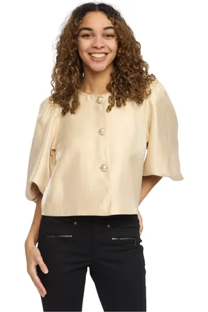 2-Biz Bluser & Skjorter, Dame, , L, Elegant Cropped Blazer med Pufærmer