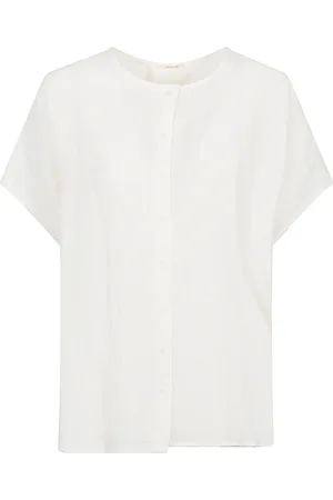 Apuntob Bluser & Skjorter, Dame, Hvid, M, Hvid Crew Neck Langærmet Skjorte