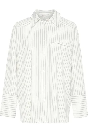 Karen by Simonsen Bluser & Skjorter, Dame, Hvid, 2XS, Stribet Langærmet Skjorte Bright