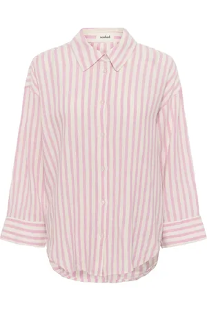 Soaked in Luxury Bluser & Skjorter, Dame, Flerfarvet, 2XL, Uld, Stribet skjorte med 3/4 ærmer