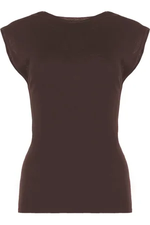 Serafini Top, Dame, Brun, 2XS, Cady Top med Råskåret Kantsøm