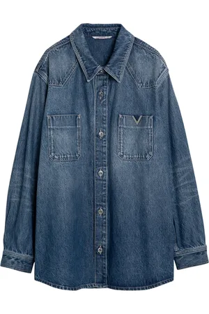 VALENTINO GARAVANI Skjorte, Herre, Blå, XL, Denim, Denim Skjorte Klassisk Stil