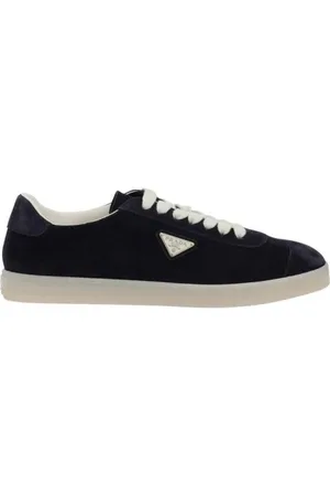 Prada Sko, Herre, Blå, 42 1/2 EU, Suede, Suede Low-Top Sneakers