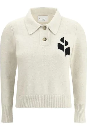 Isabel Marant Strik, Dame, Hvid, 4XS, Bomuld, Klassisk Bomuldssweater med Ribkant