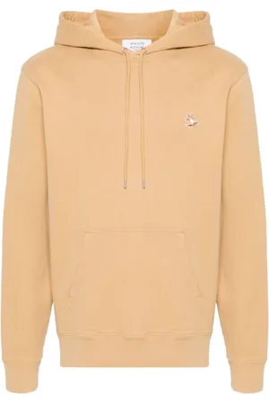 Maison Kitsuné Sweathshirts & Hoodies, Herre, Gul, 2XL, Uld, Chillax Patch Regular Hoodie Kamille
