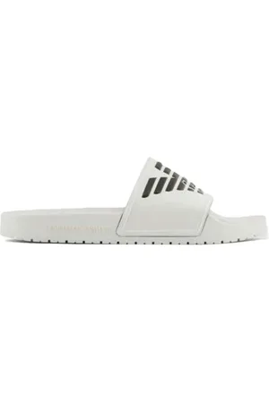 Emporio Armani Sko, Herre, Hvid, 38 EU, Flade PVC Logo Mules