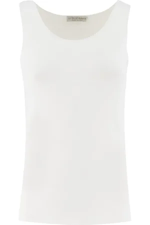 LE TRICOT PERUGIA Top, Dame, Hvid, S, Linned, Glitrende Ærmeløs Linned Top