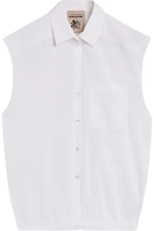 SEMICOUTURE Bluser & Skjorter, Dame, Hvid, S, Bomuld, Bomuldsvest med klassisk krave