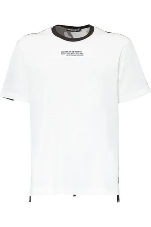 Dolce & Gabbana Top, Herre, Hvid, L, Bomuld, Broderet Logo Camo Print T-shirt