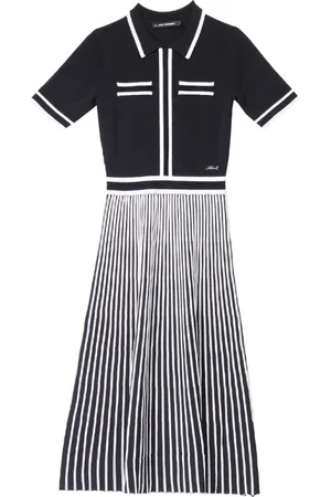 Karl Lagerfeld Kjole, Dame, Sort, L, Nylon, Plisseret Strik Kjole