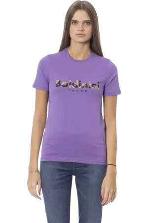 BALDININI Top, Dame, Lilla, L, Bomuld, Elegant Lilla Bomuld T-shirt