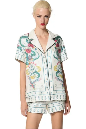 John Richmond Bluser & Skjorter, Dame, Flerfarvet, S, Uld, Slangeprint skjorte med matchende shorts