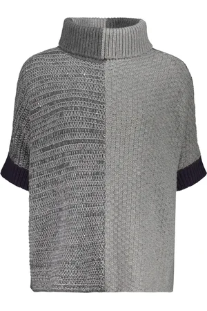 LORENA ANTONIAZZI Strik, Dame, Grå, M, Uld, Perlebesat Turtleneck Sweater med Lurex-tråde