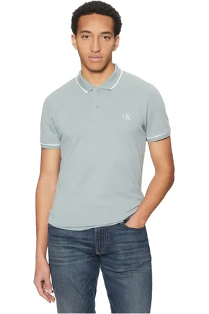 Calvin Klein Top, Herre, Blå, XL, Bomuld, Bomuld Polo Skjorte - Slim Fit