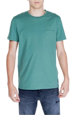 Peuterey Top, Herre, Grøn, L, Bomuld, Grøn bomulds T-shirt med rund hals