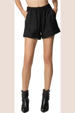 John Richmond Shorts, Dame, Sort, 2XS, Bomuld, Sorte shorts med elastisk talje