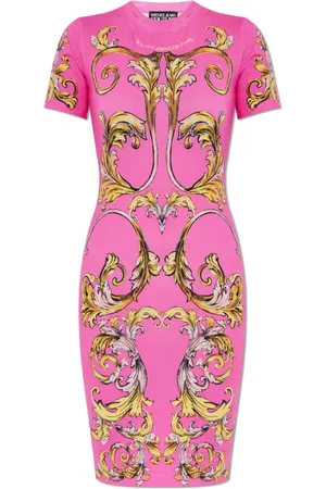 VERSACE Kjole, Dame, Lyserød, M, Bomuld, Kjole med Barocco-print