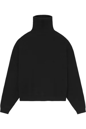FEAR OF GOD Strik, Herre, Sort, M, Polyester, Sort Vaffel Turtleneck Sweater