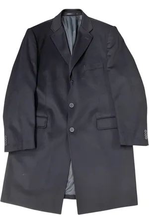 VALENTINO Jakke, Herre, Sort, 3XL, Uld, Mørkeblå uld og cashmere frakke