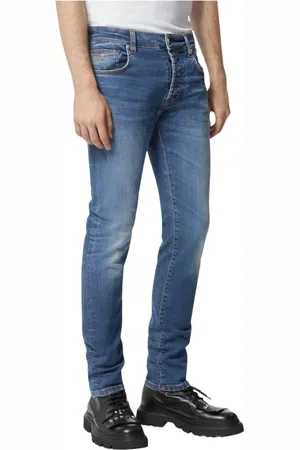 John Richmond Jeans, Herre, Blå, W35, Bomuld, Slim fit blå jeans med falmet effekt