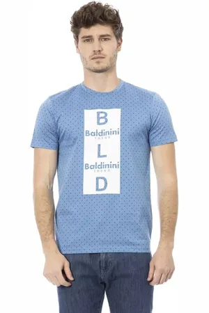 BALDININI Top, Herre, Blå, M, Bomuld, Elegant lyseblå bomuldst-shirt