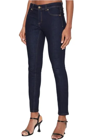VERSACE Jeans, Dame, Blå, XS, Bomuld, Stræk Jeans med Dekorative Syninger