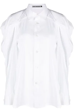 Issey Miyake Bluser & Skjorter, Dame, Hvid, M, Bomuld, Skyhvid Langærmet Skjorte