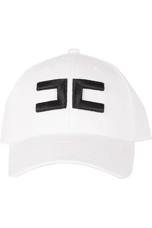 Elisabetta Franchi Tilbehør, Dame, , S, Bomuld, Broderet Bomuld Baseball Cap Elfenben