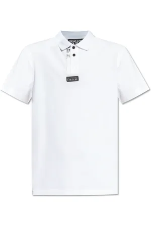 VERSACE Top, Herre, Hvid, XL, Bomuld, Polo med Barocco-print
