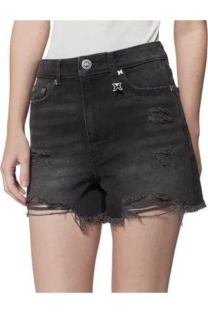 John Richmond Shorts, Dame, Sort, W29, Denim, Shorts i sort denim med ødelagt effekt