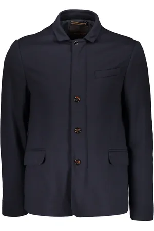 MOORER Jakke, Herre, Blå, M, Polyester, Klassisk Blazer med Logo Detalje Knapper