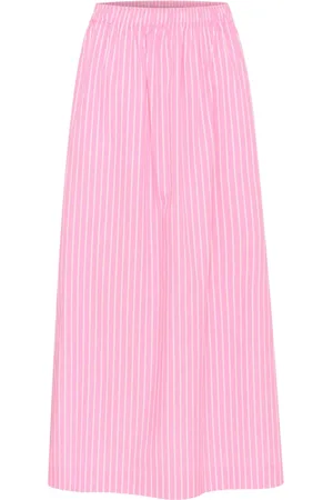 Soaked in Luxury Nederdel, Dame, Lyserød, XS, Uld, Stribet Maxi Nederdel med Elastik Talje