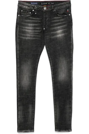 Philipp Plein Jeans, Herre, Sort, W32, Sort Racing Club Jeans Knaplukning