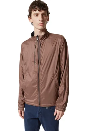 John Richmond Jakke, Herre, Brun, 2XL, Nylon, Let vindtæt jakke med skjult hætte